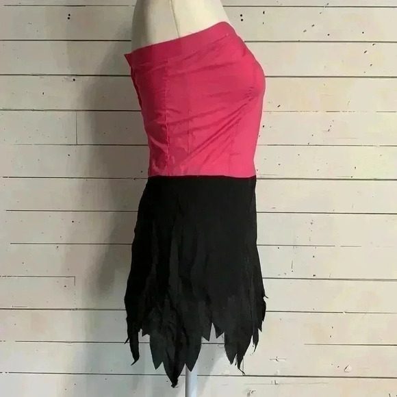 Vintage Cave Woman Costume Dress Flintstones Halloween Strapless Jagged Hem 80s - Picture 2 of 7